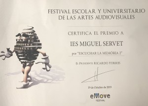 Premio alumnos IES Miguel Servet “Escuchar la memoria” con la participación de residentes de los Centros de Tercera Edad Parque Dorado